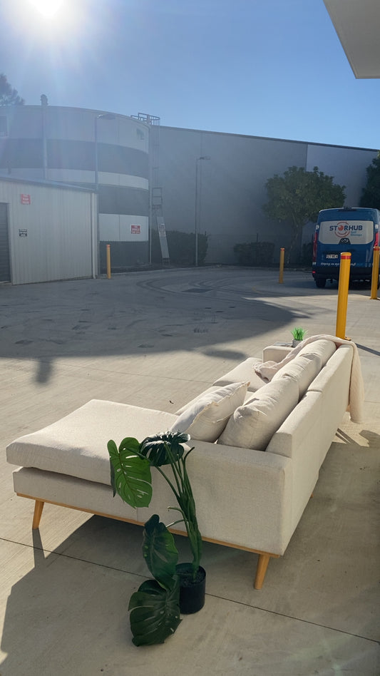Ex Fantastic Furniture Marella L Shape Biege Sofa