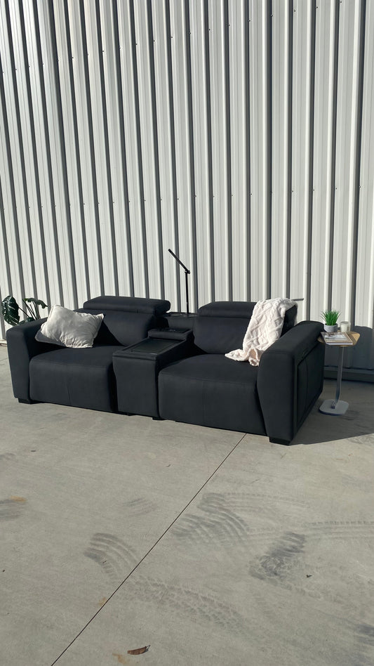 Premium Navy 2-Seater Electric Reclining Suite