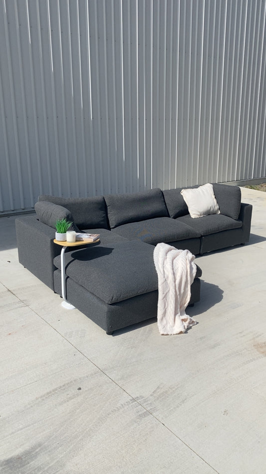 Harmony Cloud Charcoal 3 Piece Modular Sofa w/Ottoman