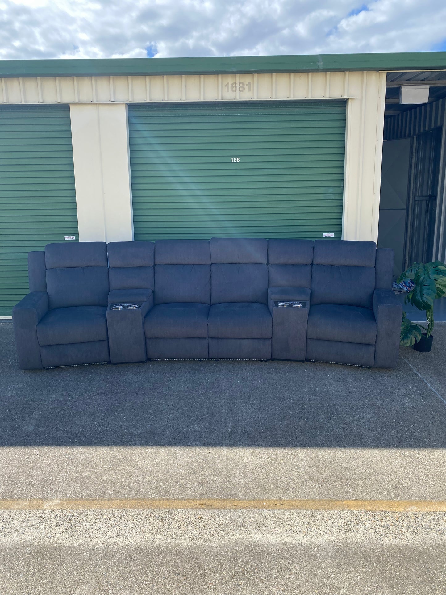 Pre-Loved Ex Harvey Norman Cannes 4 Seater Powered Recliner Sofa *Navy*