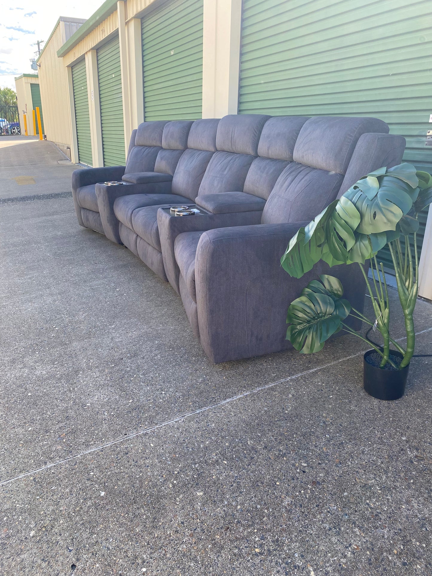 Pre-Loved Ex Harvey Norman Cannes 4 Seater Powered Recliner Sofa *Navy*