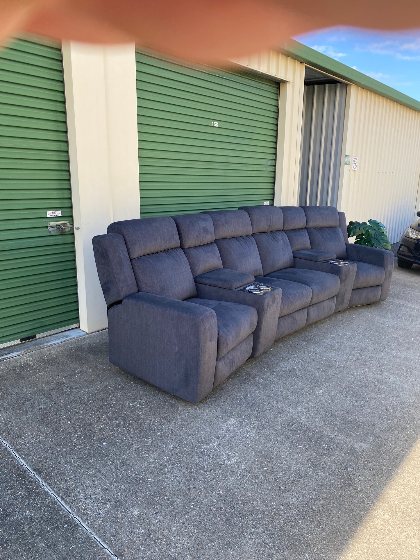 Pre-Loved Ex Harvey Norman Cannes 4 Seater Powered Recliner Sofa *Navy*