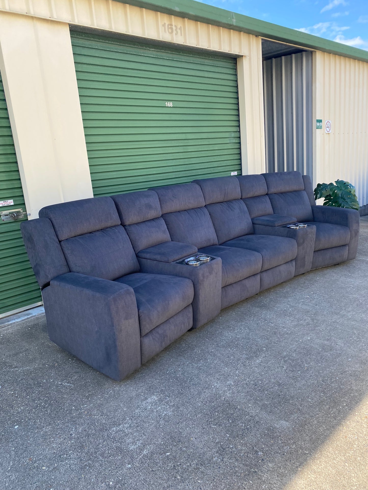 Pre-Loved Ex Harvey Norman Cannes 4 Seater Powered Recliner Sofa *Navy*