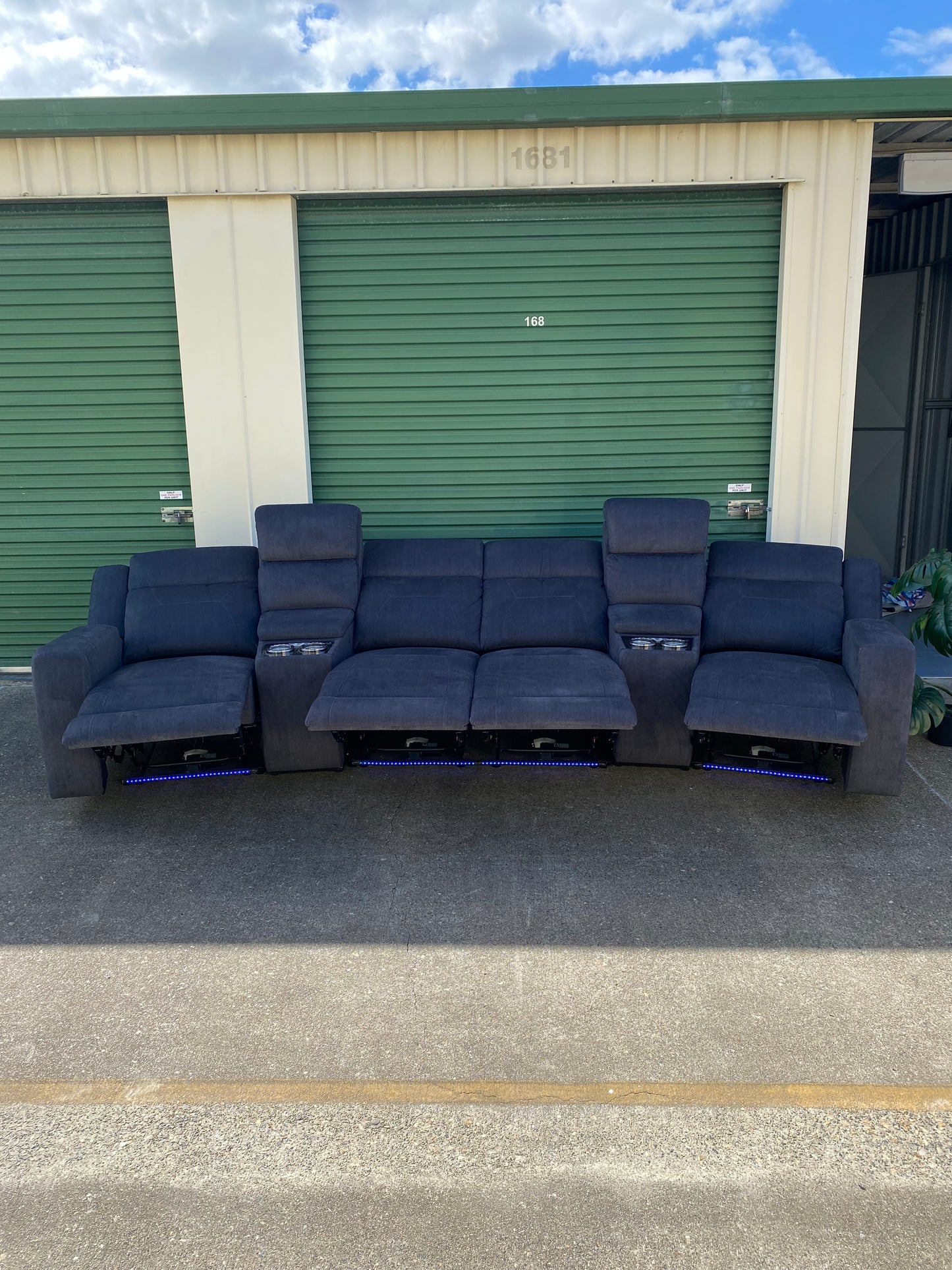 Pre-Loved Ex Harvey Norman Cannes 4 Seater Powered Recliner Sofa *Navy*