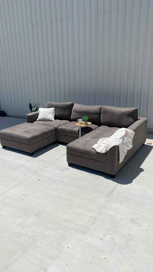 5 Seater Dark Grey Modular Sofa + Ottoman