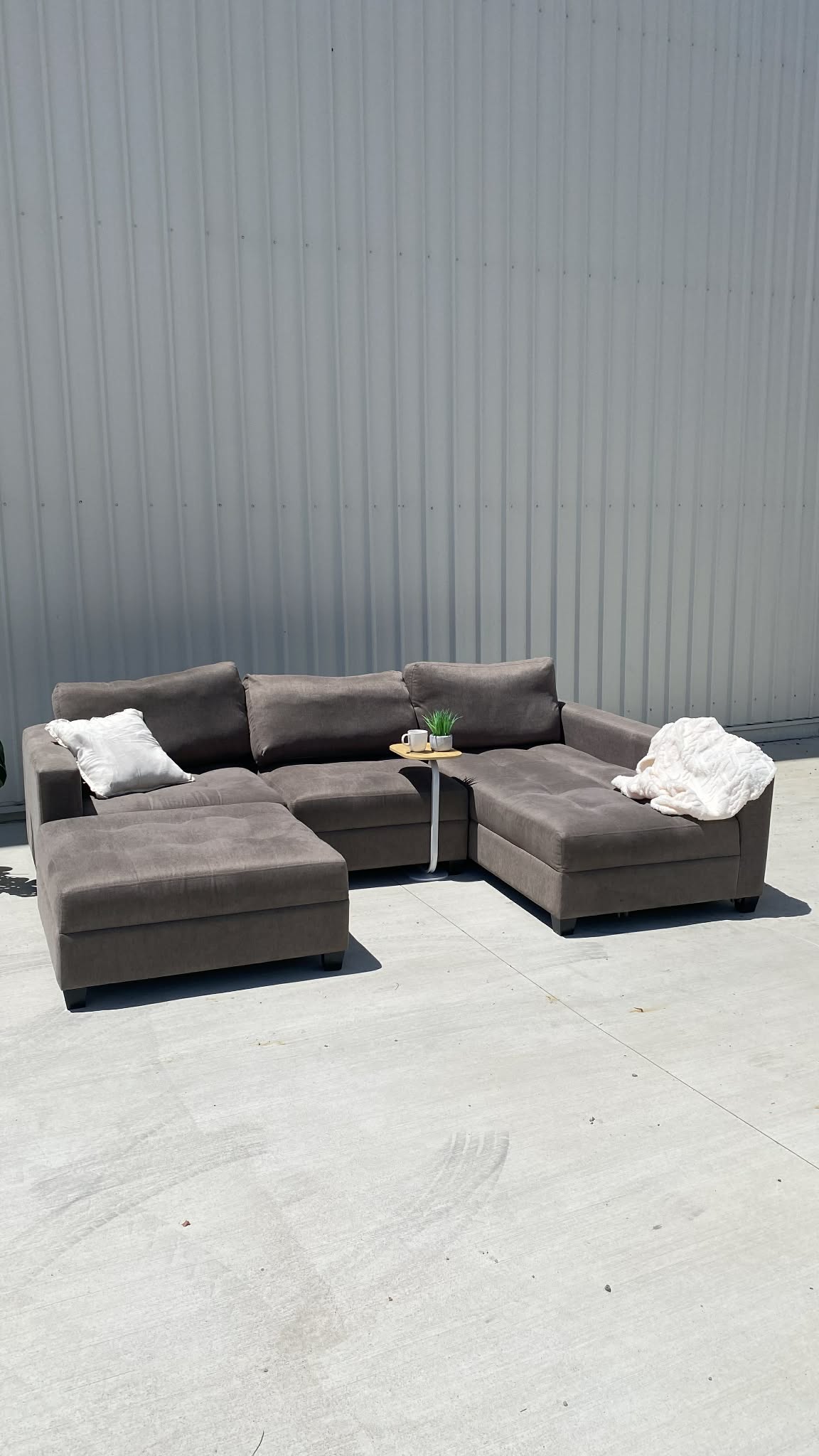5 Seater Dark Grey Modular Sofa + Ottoman