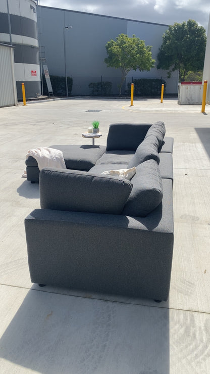 Harmony Cloud Charcoal 3 Piece Modular Sofa w/Ottoman
