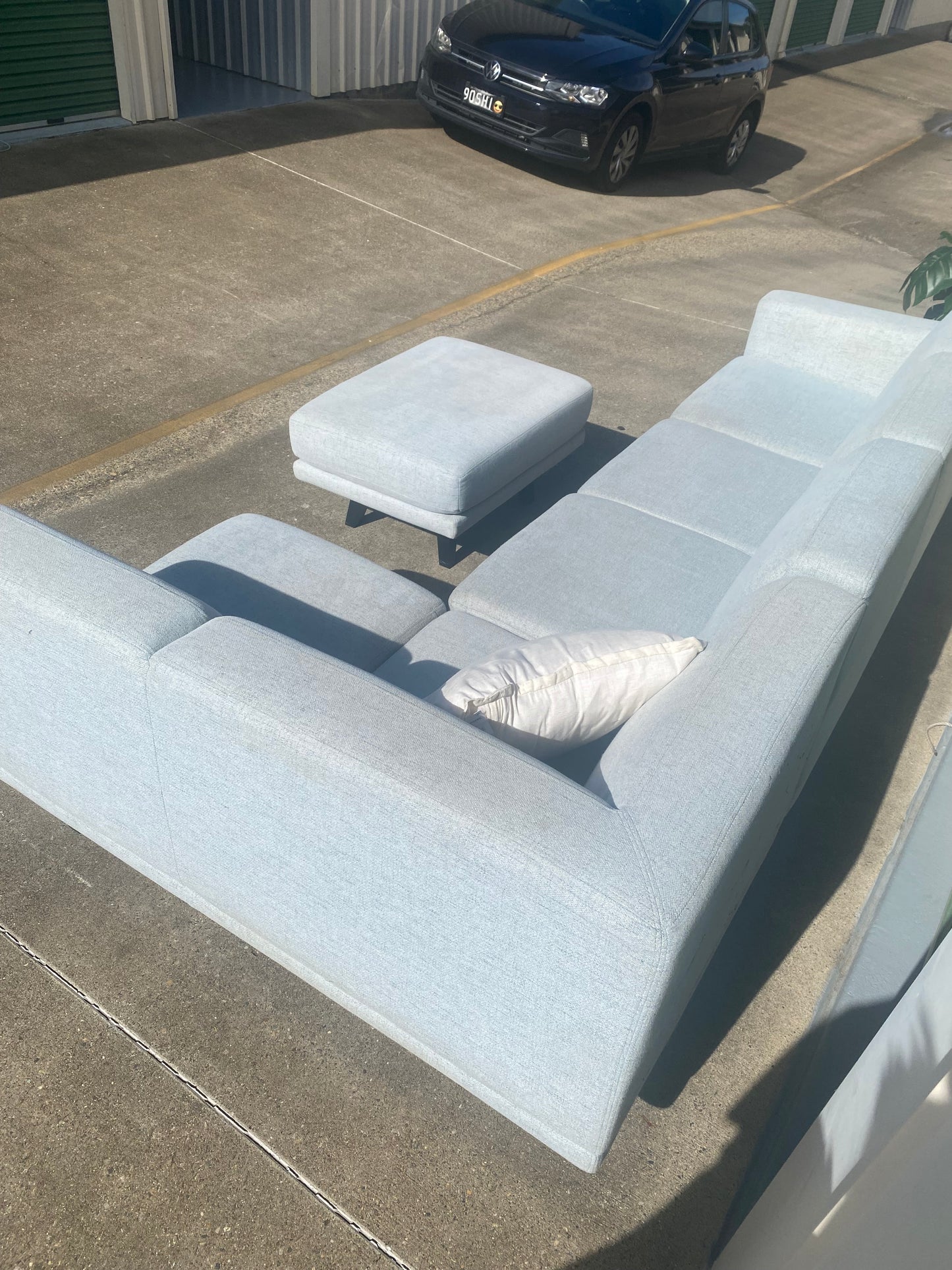 Pre-Loved Amart Galileo Corner Lounge + Ottoman *Light Blue*