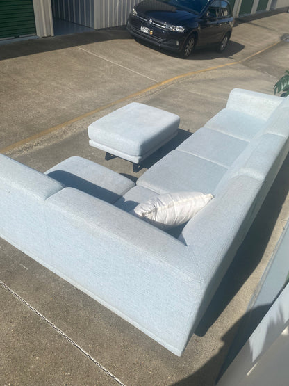 Pre-Loved Amart Galileo Corner Lounge + Ottoman *Light Blue*