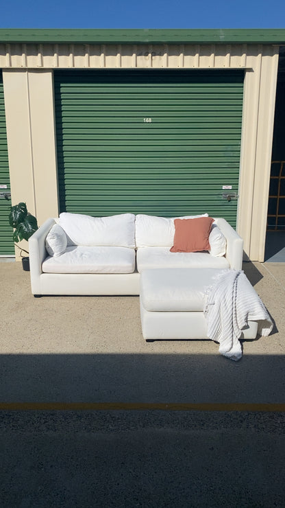 Ex Freedom Momba White 3 Seater Sofa w/Ottoman