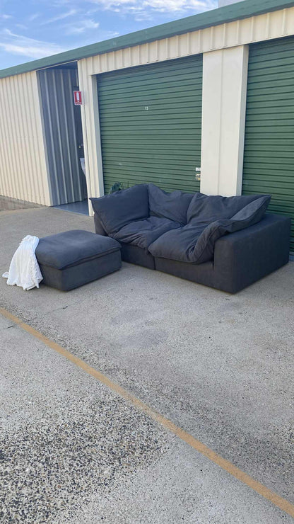 Ex Eureka 2.5 Deep Seated Charcoal Grey Sofa w/Ottoman