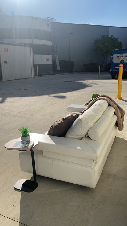 Ex KING LIVING STRATA White Leather 2.5 Seater Sofa