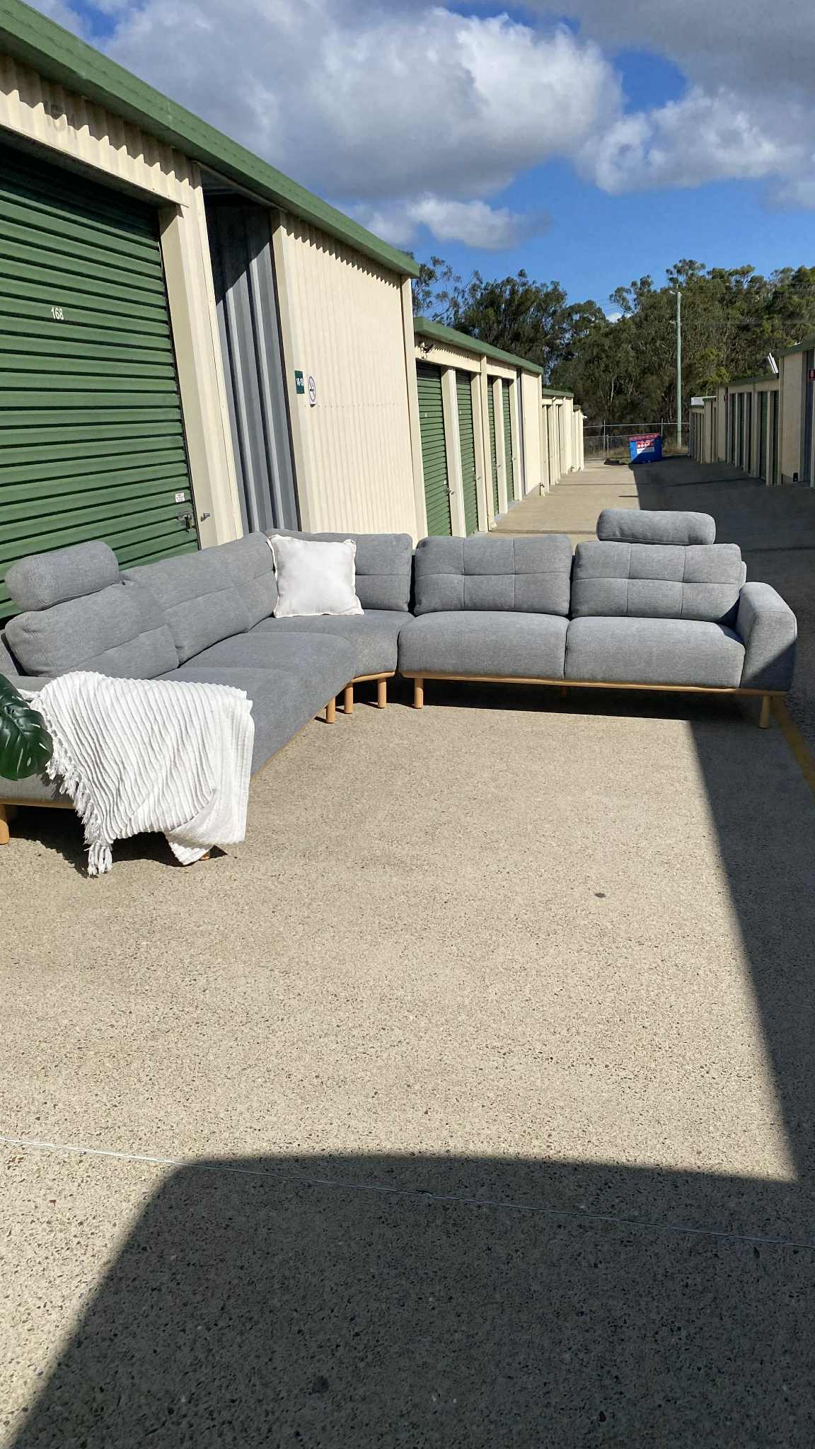 Premium Corner Modular Grey Lounge Suite w/Headrests