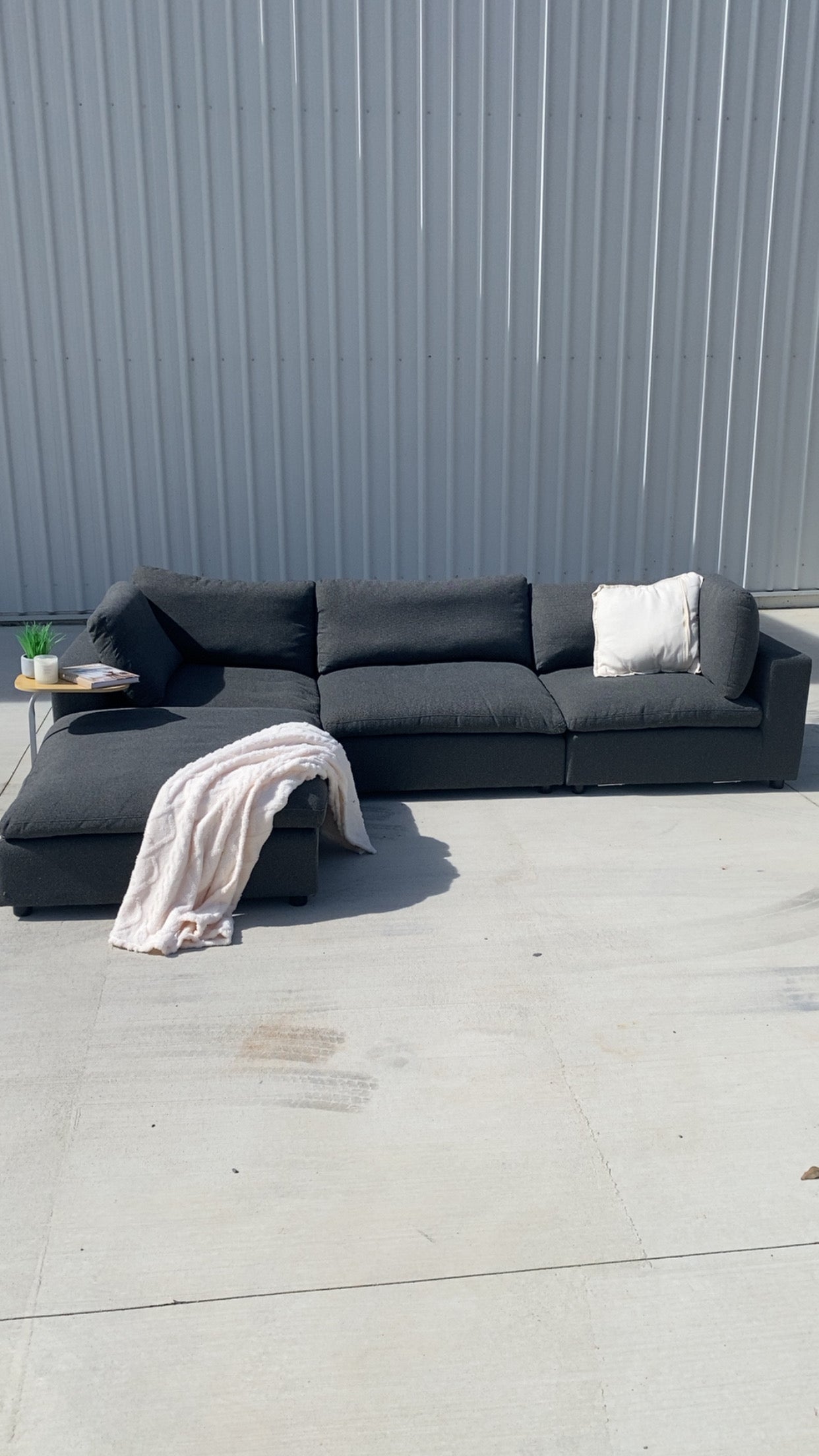 Harmony Cloud Charcoal 3 Piece Modular Sofa w/Ottoman