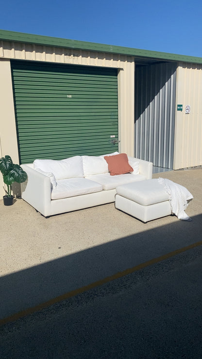 Ex Freedom Momba White 3 Seater Sofa w/Ottoman