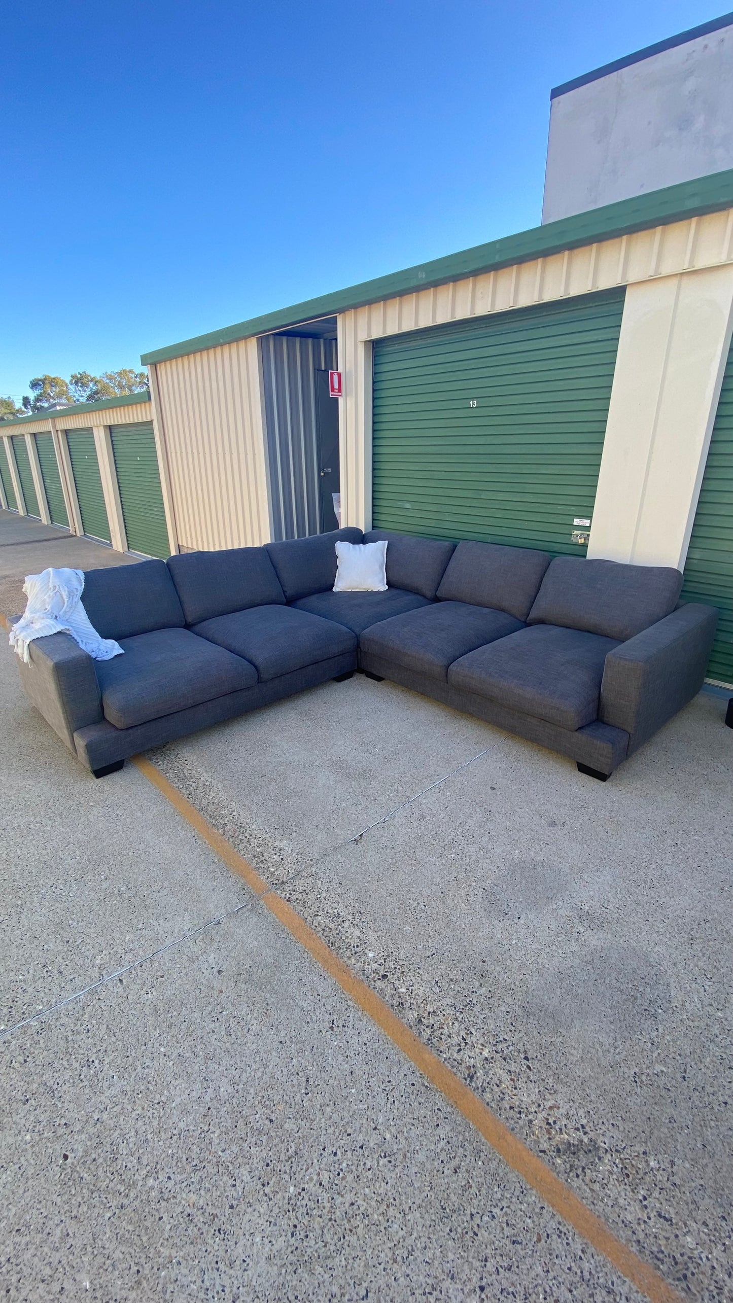 Ex Amart Holloway Deep Seated Charcoal Grey Corner Lounge Suite