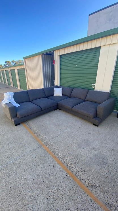 Ex Amart Holloway Deep Seated Charcoal Grey Corner Lounge Suite