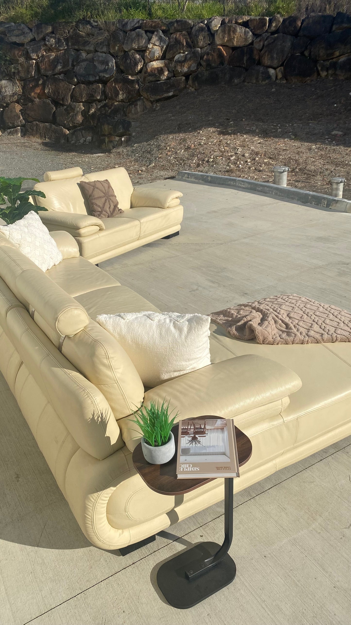Ex Nick Scali Premium Cream Leather Lounge Suite w/Headrests