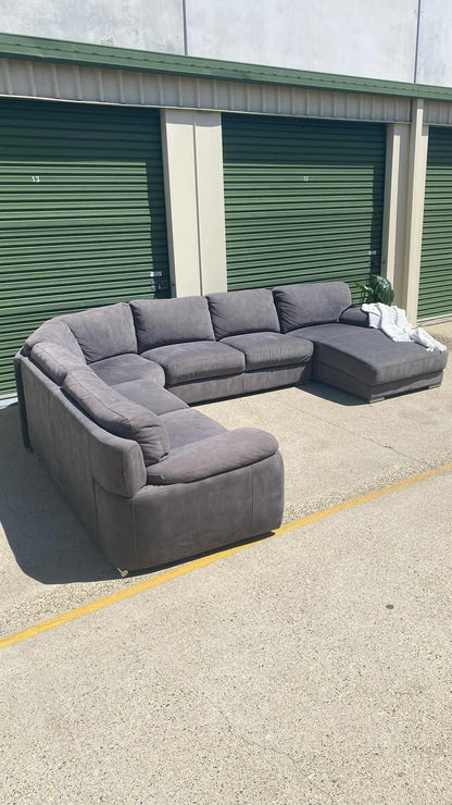 6 Seater Suede Corner Lounge Suite *Grey*