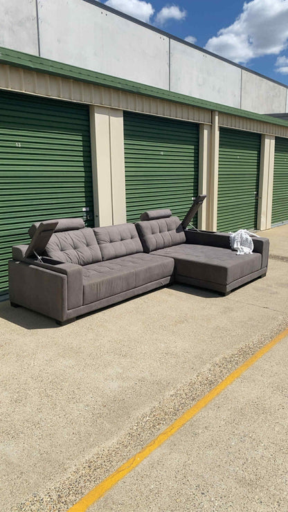 Ex Amart Premium L Seater w/Adjustable Headrests + Storage