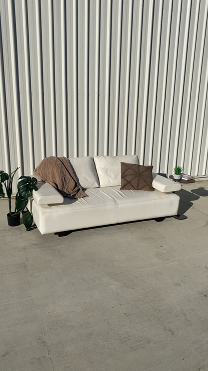 Ex KING LIVING STRATA White Leather 2.5 Seater Sofa