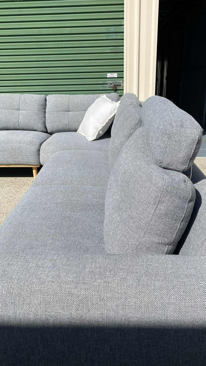 Premium Corner Modular Grey Lounge Suite w/Headrests