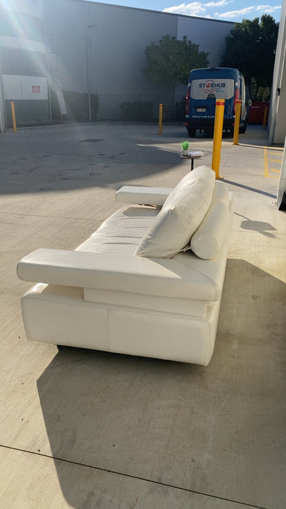 Ex KING LIVING STRATA White Leather 2.5 Seater Sofa