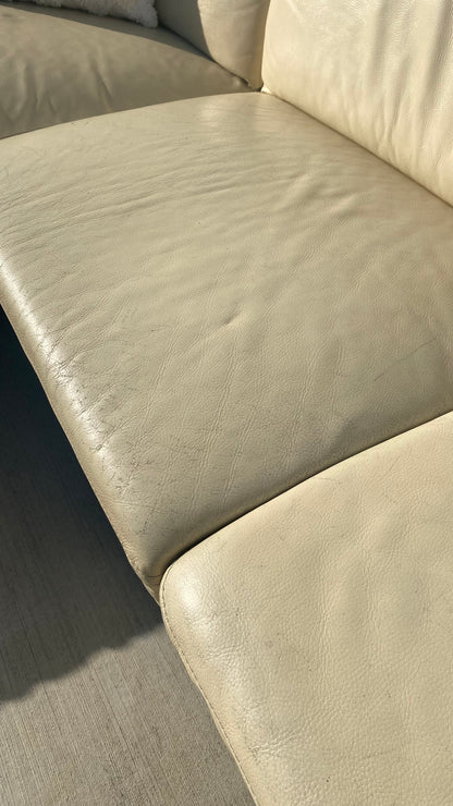 Ex Nick Scali Premium Cream Leather Lounge Suite w/Headrests