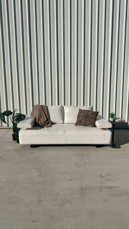 Ex KING LIVING STRATA White Leather 2.5 Seater Sofa