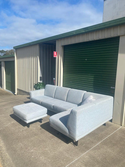 Pre-Loved Amart Galileo Corner Lounge + Ottoman *Light Blue*