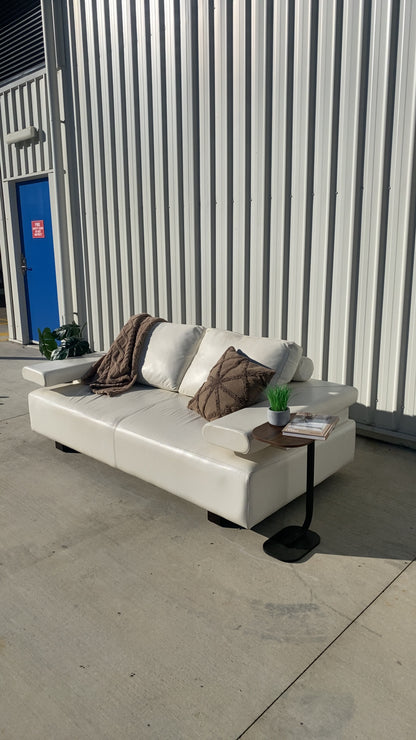 Ex KING LIVING STRATA White Leather 2.5 Seater Sofa