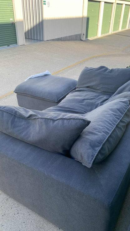 Ex Eureka 2.5 Deep Seated Charcoal Grey Sofa w/Ottoman