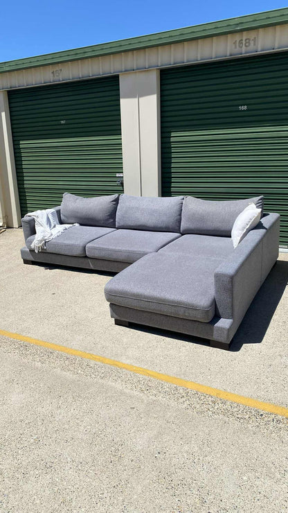 4 Seater Deep Seated Modular Grey Sofa w/Chaise