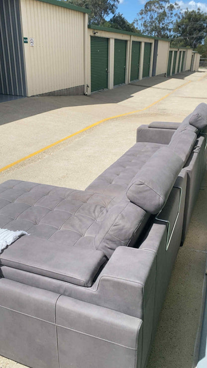 Ex Amart Premium L Seater w/Adjustable Headrests + Storage