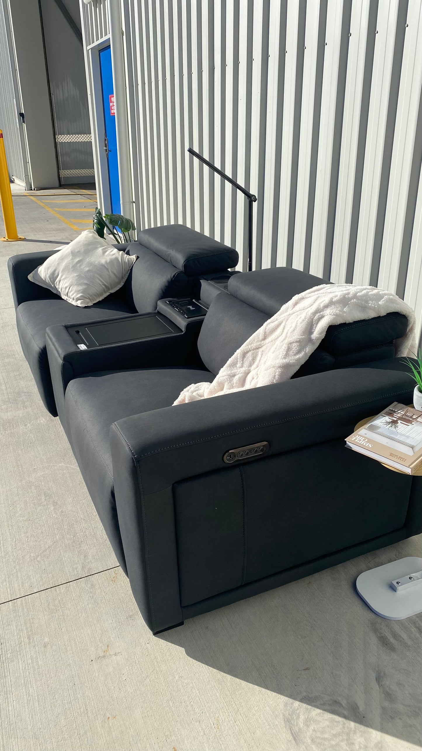 Premium Navy 2-Seater Electric Reclining Suite