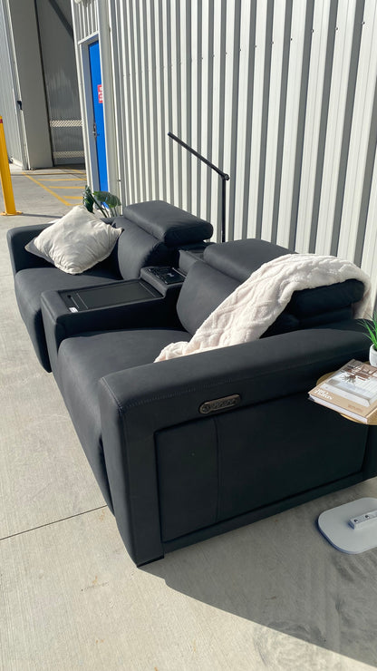 Premium Navy 2-Seater Electric Reclining Suite