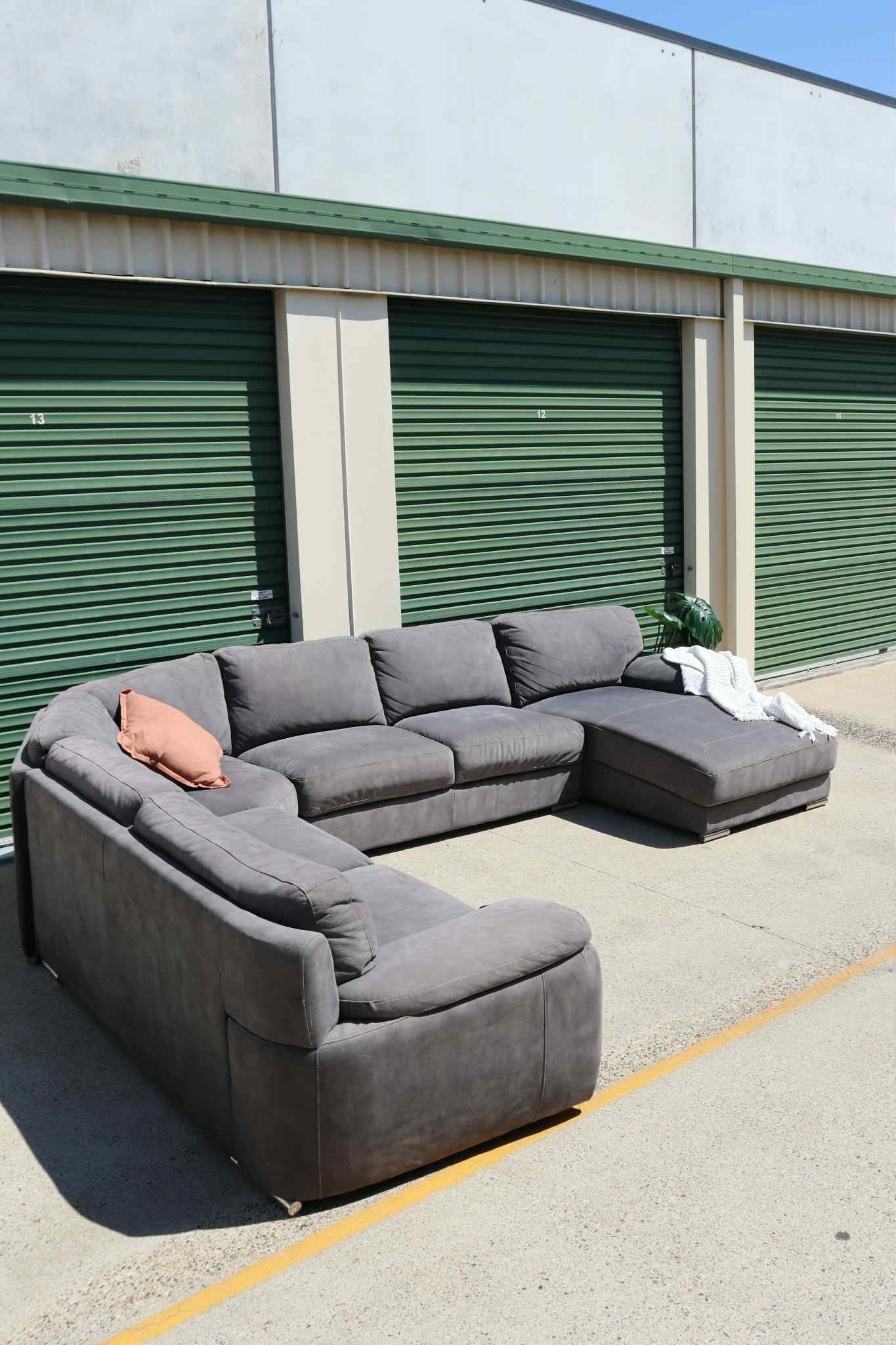 6 Seater Suede Corner Lounge Suite *Grey*