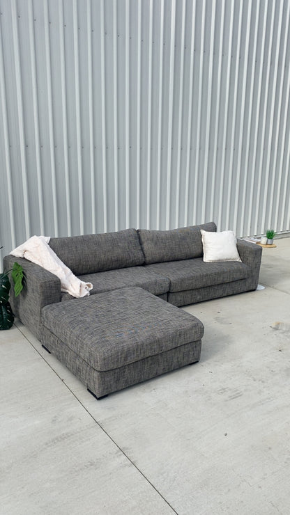 Freedom Modular 4 Seater Grey Sofa w/Ottoman
