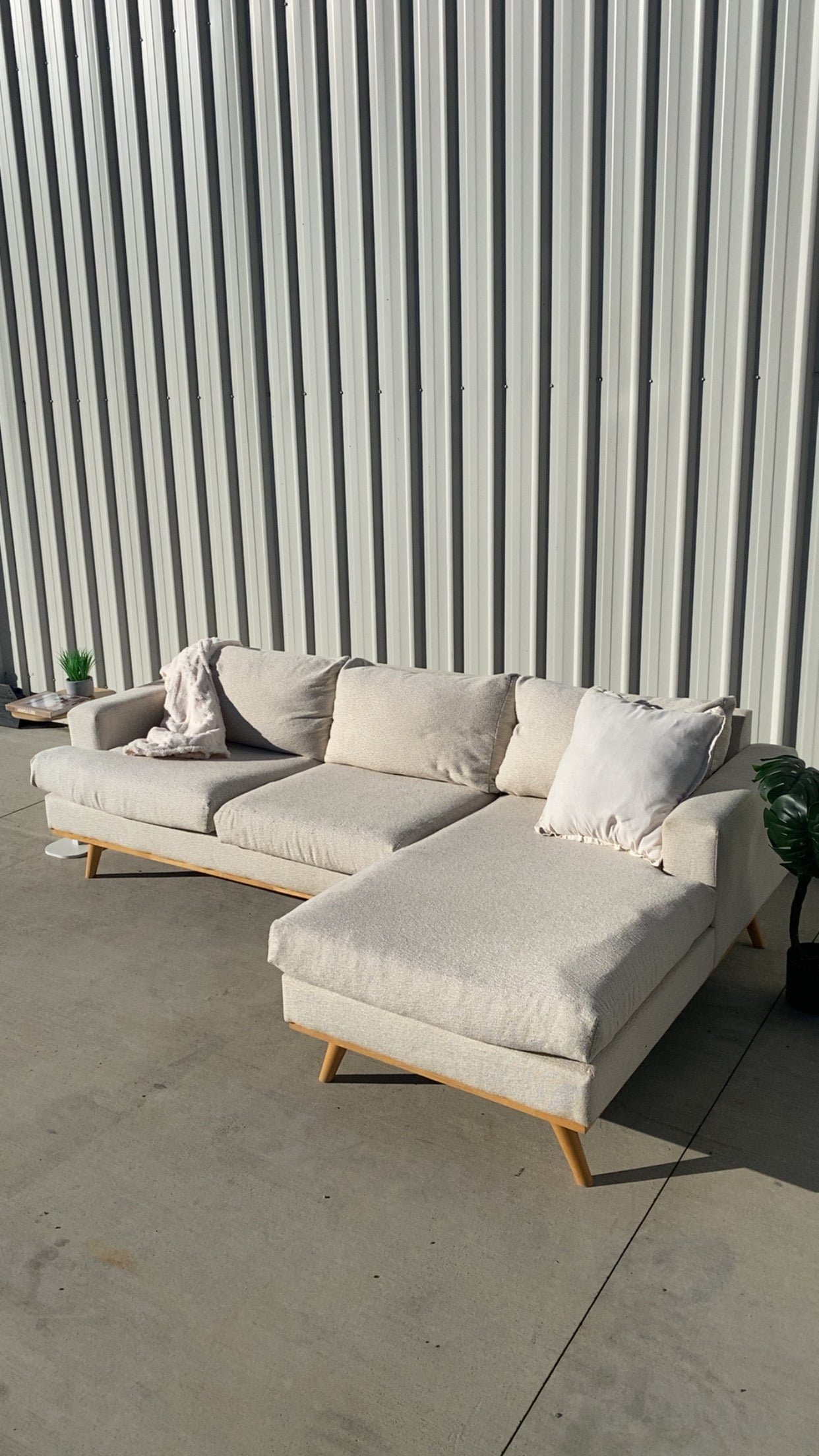 Ex Fantastic Furniture Marella L Shape Biege Sofa