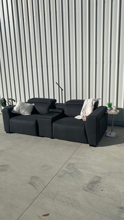 Premium Navy 2-Seater Electric Reclining Suite