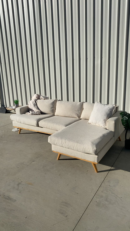 Ex Fantastic Furniture Marella L Shape Biege Sofa