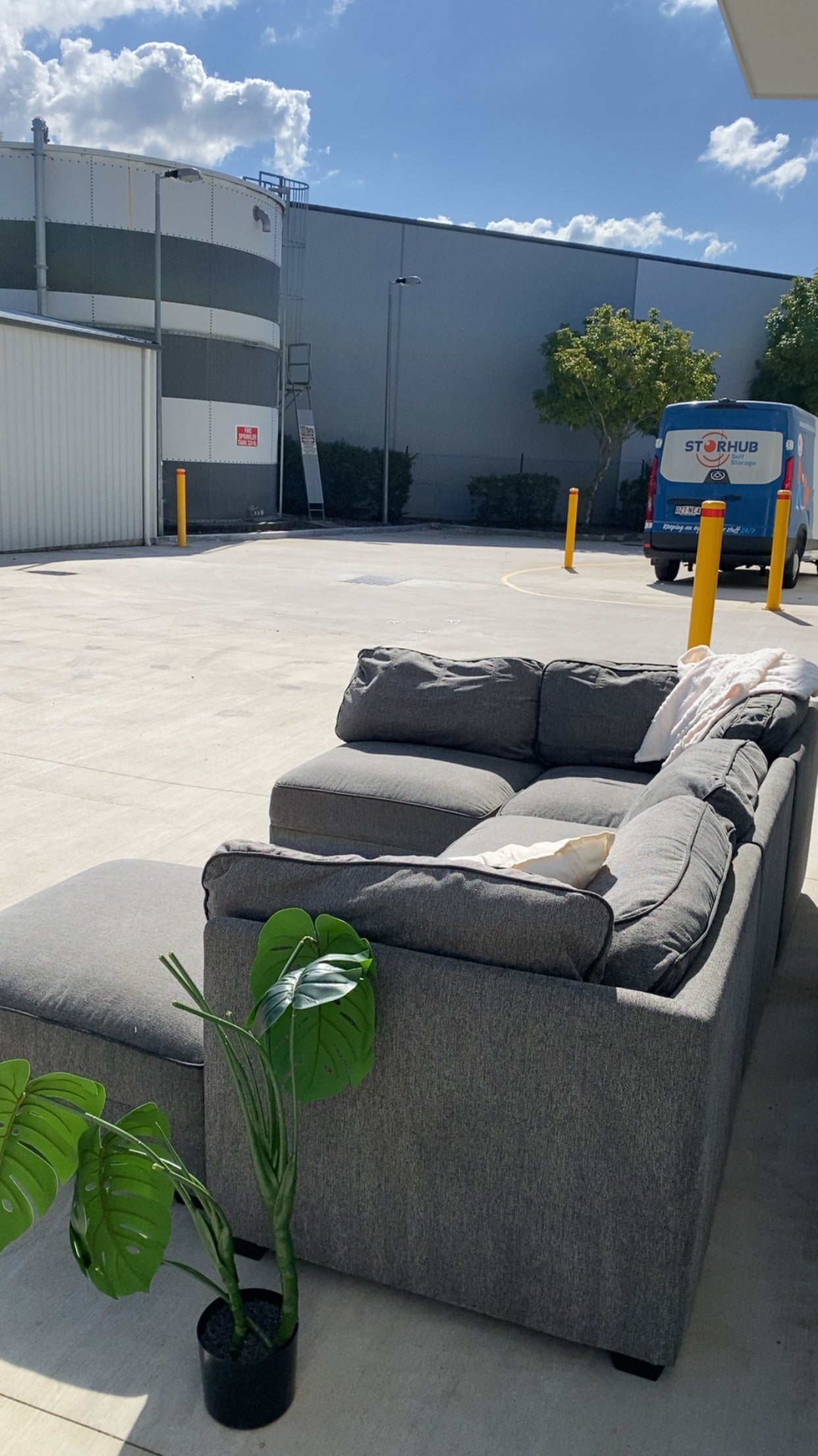 Modular 4 Piece Grey Sofa w/Ottoman