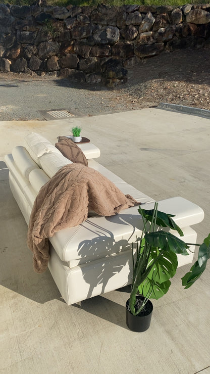 Ex KING LIVING STRATA White Leather 2.5 Seater Sofa
