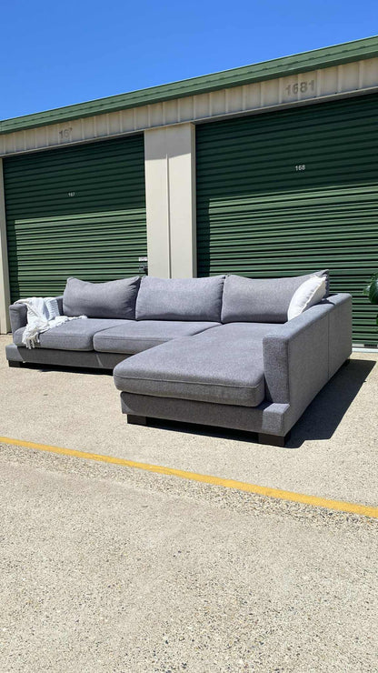 4 Seater Deep Seated Modular Grey Sofa w/Chaise