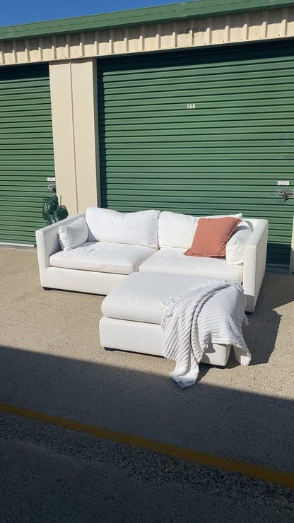 Ex Freedom Momba White 3 Seater Sofa w/Ottoman