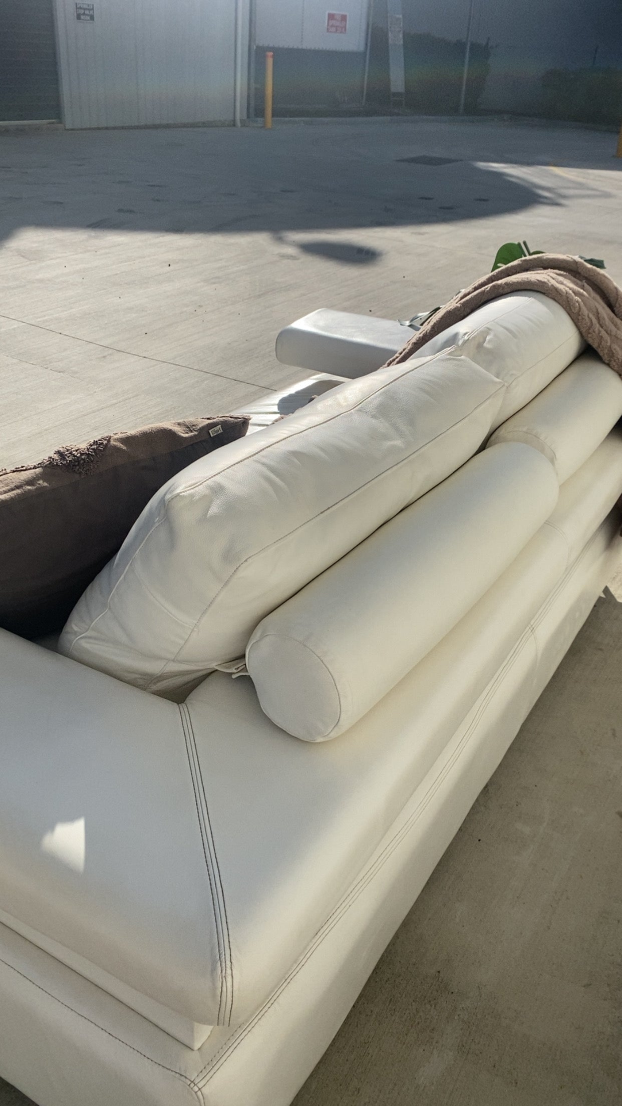 Ex KING LIVING STRATA White Leather 2.5 Seater Sofa