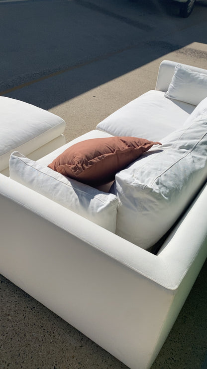 Ex Freedom Momba White 3 Seater Sofa w/Ottoman