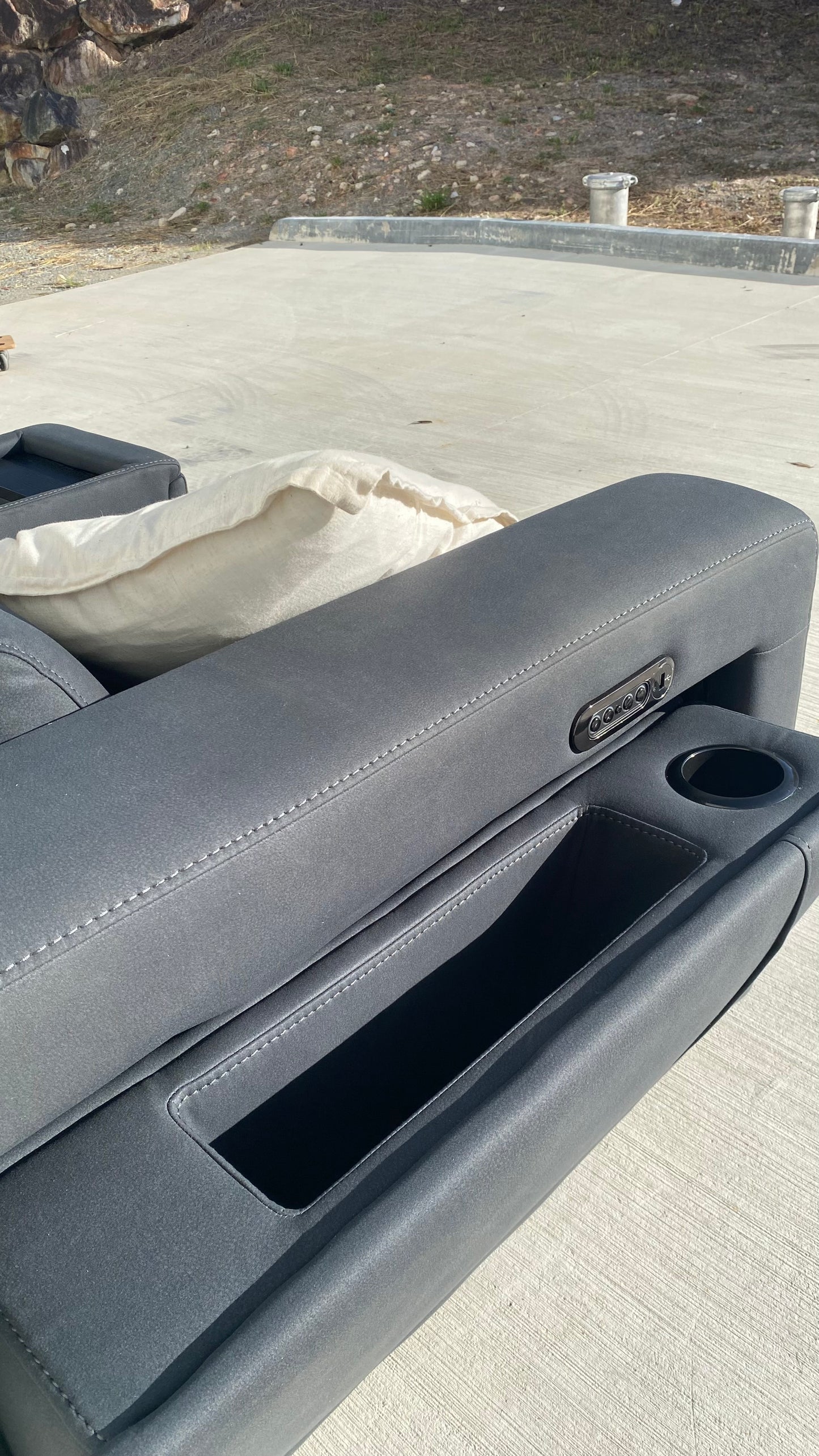 Premium Navy 2-Seater Electric Reclining Suite