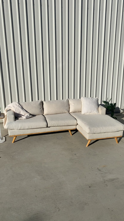 Ex Fantastic Furniture Marella L Shape Biege Sofa