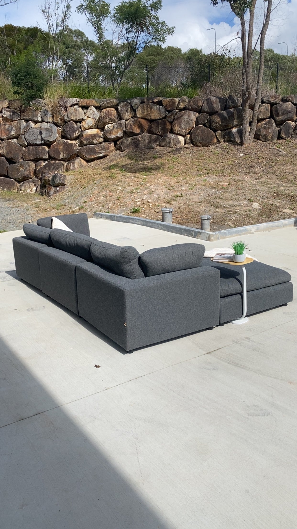 Harmony Cloud Charcoal 3 Piece Modular Sofa w/Ottoman